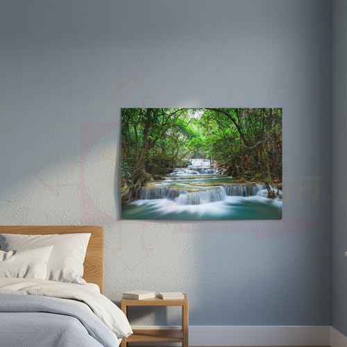 Image of Vastu Vardan Waterfall Scenery Poster | Natural Paintings for Living Room | Size 13 x 19 Inch Approx | Wall Scenery for Bedroom, Office, Home Decor | Painting Without Frame |