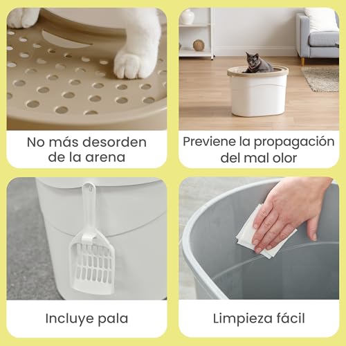 Iris Ohyama Arenero gato cubierto con pala, Hasta 7kg, Gris/Blanco, Caixa de areia para gatos, Caja, para gatos grandes y pequeños, Cerrado, Cagadero, WC, Libre de BPA, Cat Litter Box, TECL-20 2 EL PRODUCTO CONTIENE: 1 juego de caja de arena para gatos y 1 pala | MATERIAL: Cuerpo/caja: Polipropileno | Fabricado en Francia
DIMENSIONES: Tamaño externo con Tapa/Cubierta: Longitud 52cm x Anchura 37.5cm x Altura 36.5cm (Longitud 20.47" x Anchura 14.76" x Altura 14.37"), Tamaño interno sin Tapa/Cubierta: Largo 48cm x Ancho 34cm x Alto 36.5cm (Largo 18.90" x Ancho 13.39" x Alto 14.37")
CAPACIDAD: adecuado para gatos y gatitos de menos de 7KG/15lbs; La arena para gatos está diseñada para proporcionar mucho espacio y una rápida accesibilidad; | Capacidad de la arena para gatos: 6,5 litros (cuando se extienden 5 cm de arena)