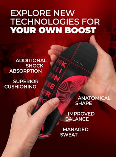 Image of Running & Sport Insoles for Men & Women - Athletic Sneaker Inserts | Shock Absorption, Energy Return, Cushioned, Basketball, Walking, Hiking, Tennis, Cleats, Gym Training, Arch Support