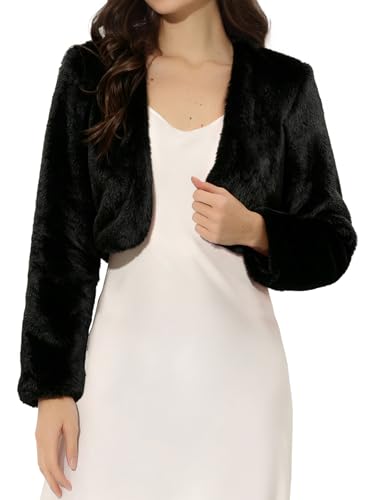 Boléro fausse fourrure femme veste courte sans col thermique douce