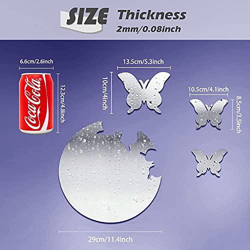 3D Round Acrylic Mirror Silver Butterfly 16Pcs Wall Decor Stickers For Wall Bedroom Decals,Diy Removable Mural Stickers For Wall Home Living Room Decorations Art (Increase The Size And Thickness Moon) #TOP4