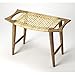 HomeRoots Mango Wood Solids, Woven Cane Natural Wood Finish Cane Stool