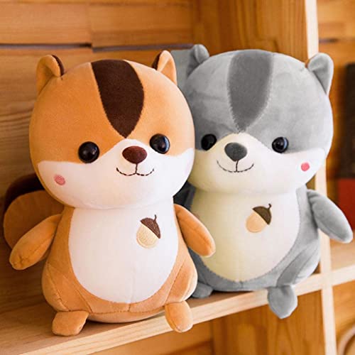 Image of Chubby Brown Squirrel Soft Toy, Set of 2 Cute Chipmunk Plush Teddy Stuffed Animal for Girls, Boys Kids, Birthday Gift, Nursery, Room Decor - 25 cm