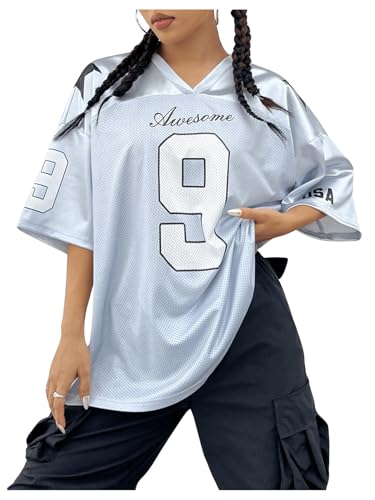 Listado de Ropa de Baloncesto para Mujer , listamos los 10 mejores. 38 WDIRARA - playera de baloncesto con estampado de letras para mujer, de media manga, Gris, Large