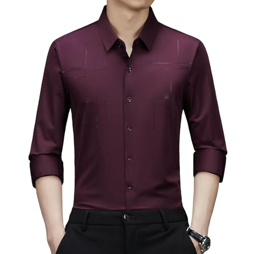 Camisa de manga larga sin plancha para hombre que elimina arrugas y sudor