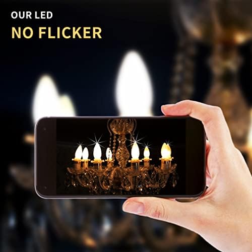 Bonnov E14 LED Candle Bulbs, C37 6W SES Candle Light Bulb, 60W Incandescent Equivalent, Warm White 3000K LED Light Bulb, 600LM, Non Dimmable, No Flicker, Energy Saving Bulb, CRI>80, Pack of 12