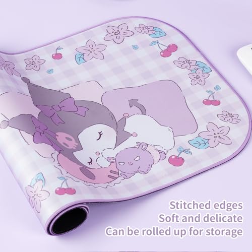 Kuitmor Kawaii Anime Podkładka pod Myszkę, Urocza Gamingowa Mata, Nieślizgający i Wodoodporny blat pod Klawiaturę, Trwała Rozszerzona Mata z Kokardką do Biura i Gier
