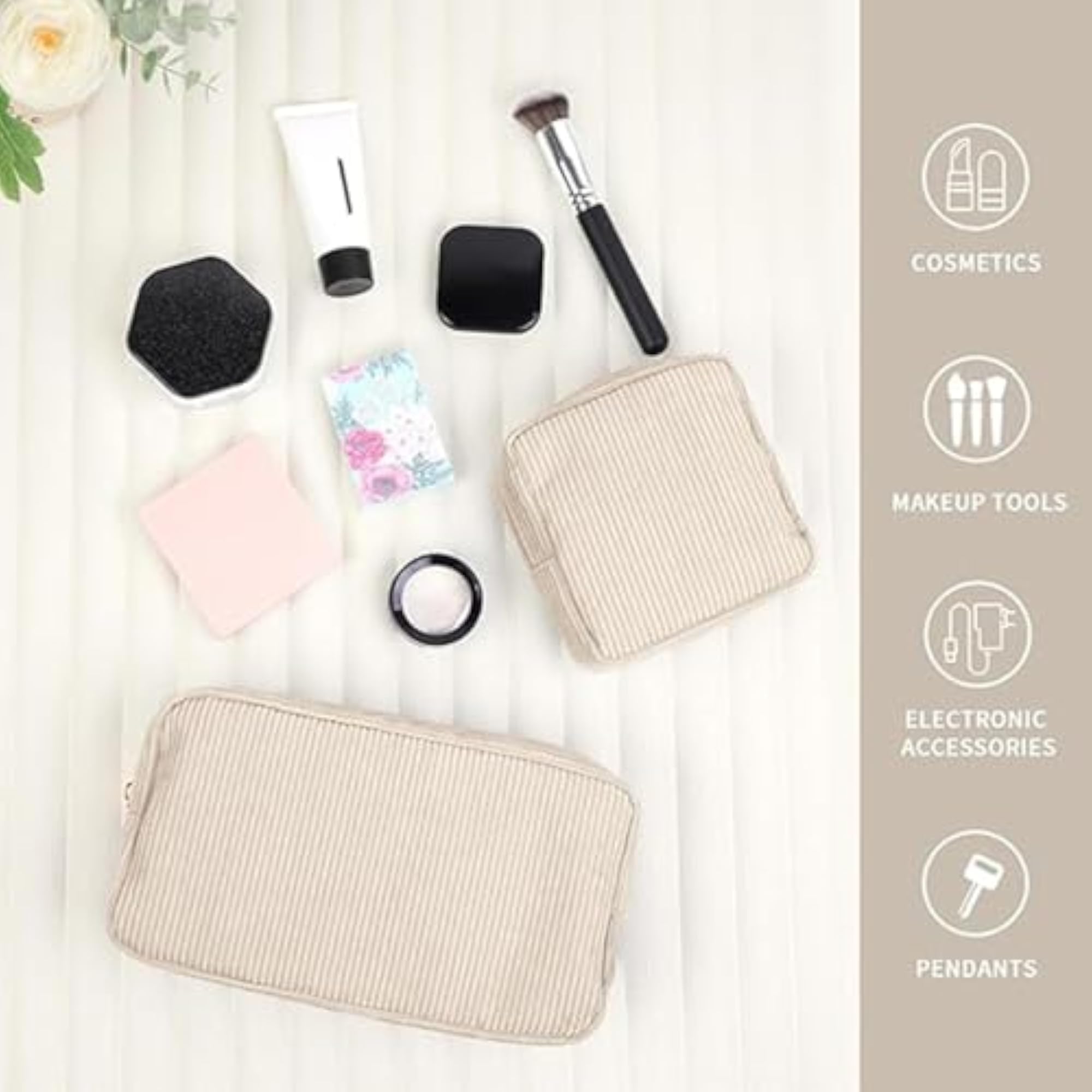 2x Travel Makeup Bag Cute Portable Cosmetic Bag for Hotel