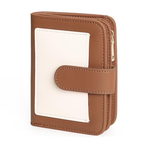 Image of GOIACII Small Wallet for Women RFID Blocking Bifold Wallets Ladies Card Holder Coin Zipper Pocket Brown