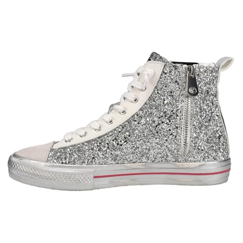 VINTAGE HAVANA Womens Alive Metallic Glitter High Sneakers Shoes Casual - Silver3