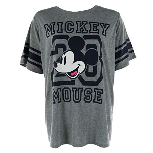 Disney Plus Size Football Tee Mickey Mouse Head Gray XL