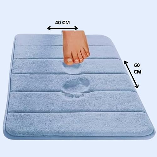 Tapetes De Banheiro Super Soft 60x40 Antiderrapante (Azul)