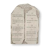 Ten Commandments Wall Plaque - 10 inch Religious Plaque for Home, Office, or Church Inspritional Table Decor Los 10 mandamientos Black Stone Effect Resin Tablet with Gold Engraved Scripture (Gray)