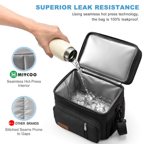 Image of MIYCOO Lunch Bag & Lunch Box for Men Women, Double Deck Leakproof Insulated Soft Large Adult Camping Cooler bag for Work, Beach, Picnic, Travel (Black, 15L)