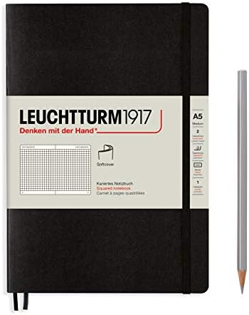 Leuchtturm1917 (310337 Notebook Medium (A5) Softcover, 123 numbered pages, squared, black