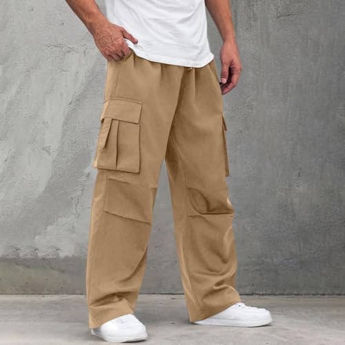 Cargo Pants for Men Casual Joggers Workout Pant Drawstring Elastic Waist Straight Leg Sweatpants with Multi Pockets4