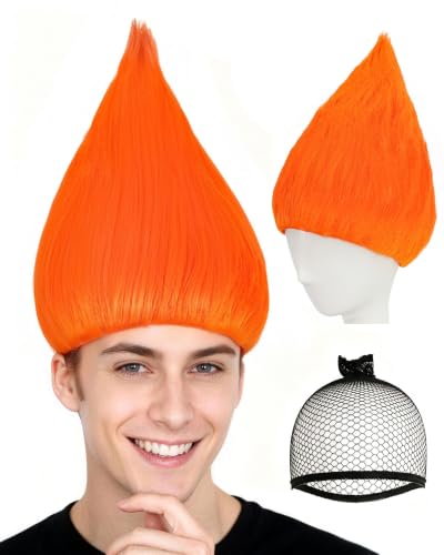 Image of JoneTing Flame Shape Orange Wigs for Halloween Light Orange Funny Wigs