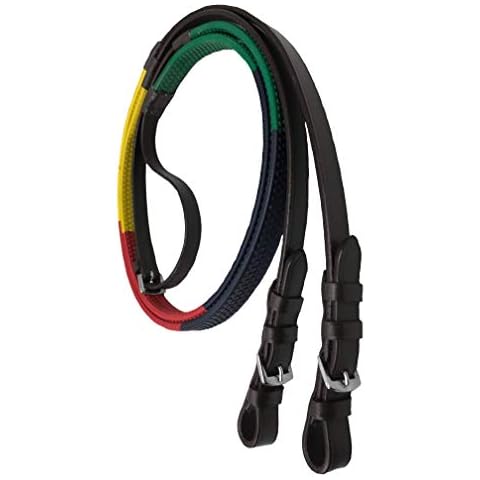 Paris Tack Rainbow Rubber Grip Horse Schooling Reins – Durable & Comfortable, Adjustable Length for Riding and Training Cover