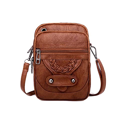 Image of NICOLE & DORIS Small Phone Bags for Women Vintage Crossbody Bag Multi Pocket Cell Phone Purse Mini Shoulder Bag PU Leather Messenger Bag Satchel Bag with Earphone Hole Brown
