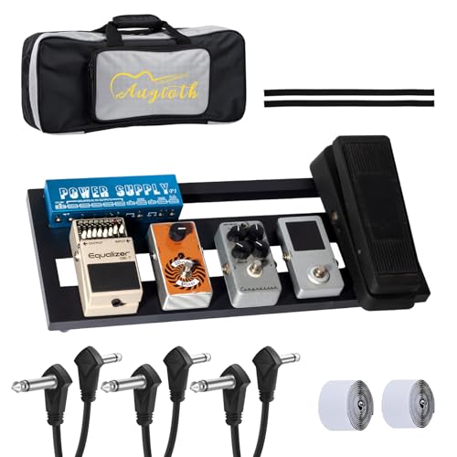 Augioth guitar pedal board -Super light aluminum effects pedalboard with bag – 20" x 8"×1.2” Compact design, durable & portable, easy cable management – perfect for guitar & bass effects pedals