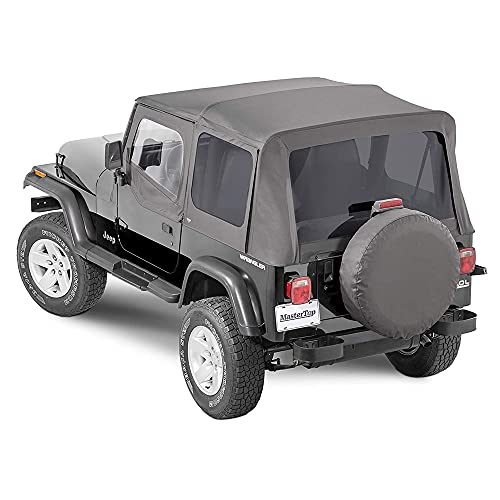 MasterTop Replacement Soft Top in Black Diamond Sail Cloth Fabric| Fits 1988-1995 Jeep YJ Wranglers| Tinted Replaceable Windows |Requires Original Factory Bow System for Install|15111135