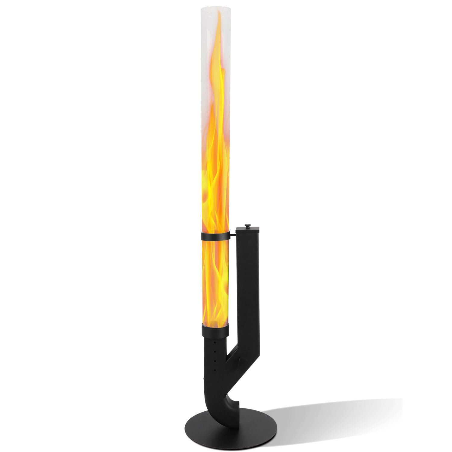 Fiqops Torcia a pellet in acciaio inox con tubo in vetro da 100 x 8 cm, per ambienti esterni, tubo di fuoco per giardino e terrazza, facile da montare