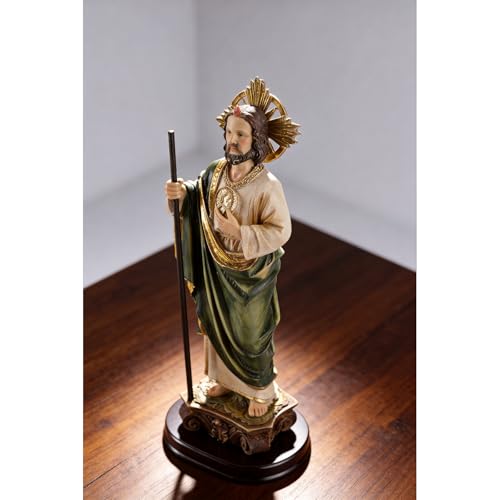 ASTARIKO St. Jude The Apostle Statue - 11.4" Hand-Painted San Judas Tadeo Figurine on Premium Wooden Base, Catholic Patron Saint of Impossible Causes Religious Gifts & Home Decor