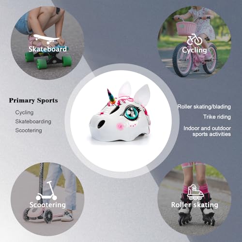 Image of Toddler Kids Dinosaur Bike Helmet 2-6yr Boy Girl with Taillight Fun Bicycle Skate Helmet