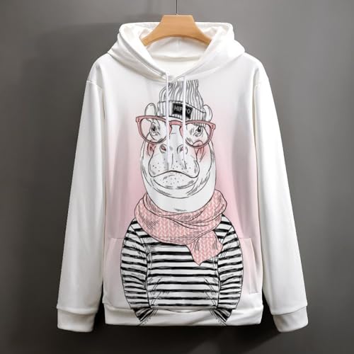 Sweat à capuche hippopotame UMENG pour remplacer vos pulls ternes et inconfortables - 4