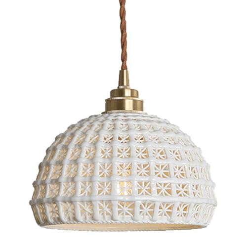 Lustre en céramique ajouré, luminaire décoratif premium E27