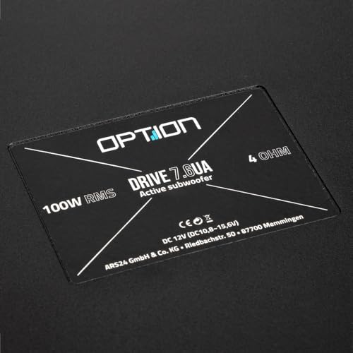 Option DRIVE7.6UA Aktiv-Subwoofer - Kompakter Untersitz-Subwoofer mit integrierter Endstufe - inkl. Pegelfernbedienung - High-Level-In, 100 Watt RMS, 30 Hz - 150 Hz, 3.5kg