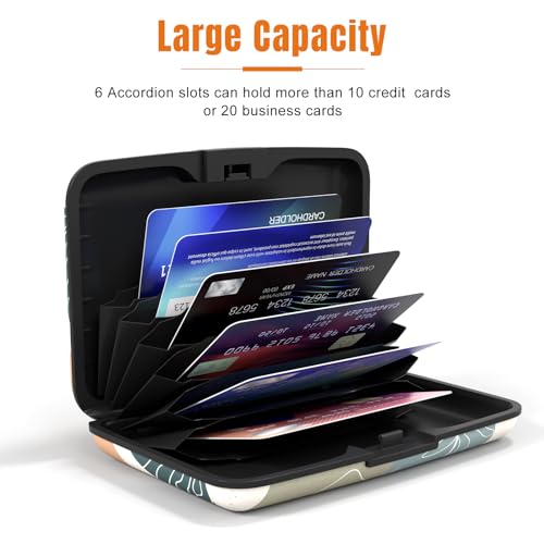 Image of Rimilak Aluminuml Credit Card Holder, Mini Credit Card Wallet RFID Blocking Slim Metal Hard Case for Women Men, Modern Abstract Art