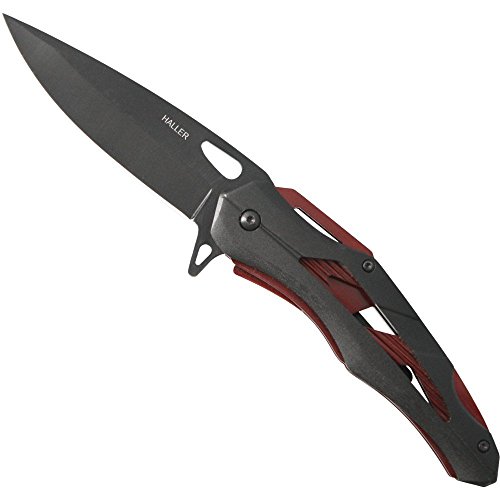 Haller Unisex – Erwachsene Taschenmesser Messer, schwarz/rot, one Size