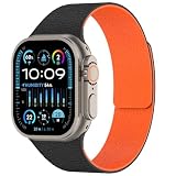 BIGHAS アップルウォッチ バンド マグネット シリコン コンパチブル 49mm 46mm 45mm 44mm 42mm 41mm 40mm 38mm Apple Watch Ultra 3 2 1 iWatch Series 11/10/9/8/7/6/5/4/3/2/1/SE メンズ レディース (ブラック/オレンジ, 42(S1-S3)/44/45/46/49mm)