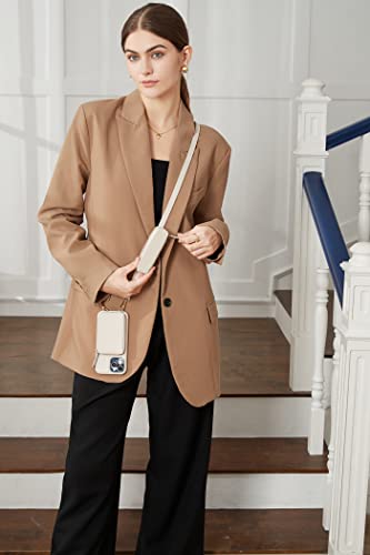 Zve Iphone 12 Pro Max Wallet Case Crossbody, Leather Phone Case With Rfid Blocking Card Holder Small Lipstick Keys Pouch Wrist Strap, Zipper Cover Purse For Iphone 12 Pro Max (6.7 Inch)- Beige #TOP3