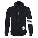 Shensee Handsome Men Sweatshirt Hoodie Casual Zipper Hooded Jackets (M, Black)