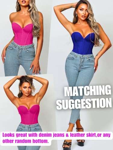 Image of ChiaoLezhee Heart Corset Top For Women, Sexy Concert Outfits Going Out, Strapless Crop Top, Overbust Bustier