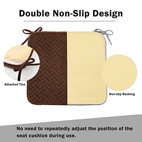 Idee-Home Chair Cushions For Dining Chairs Set Of 4, Quilted Patterns Square Chair Pads Memory Foam With Ties Dining Chair Cushions Large 17 X 17 Inches Seat Cushion For Kitchen Table Metal Brown #TOP3