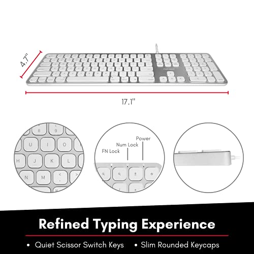 Macally Premium Wired Mac Keyboard With Number Keypad And 2 Port Hub - Compatible Apple Keyboard Wired - Extended Usb Keyboard For Mac Mini/Pro, Imac, Macbook Pro / Air (Silver Aluminum) #TOP6
