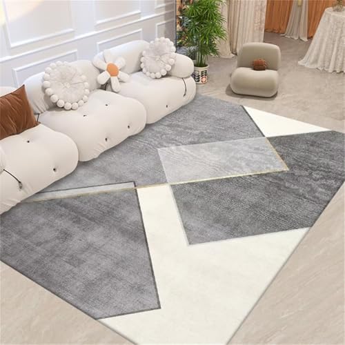 Tapis chambre ado garçon moderne et grand tapis de sol gris géométrique