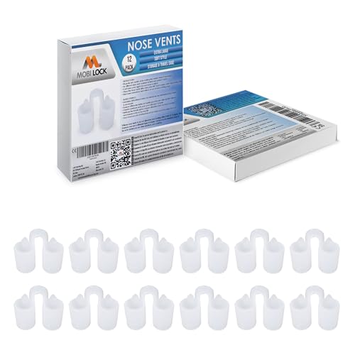 Mobi Lock - Nose Vent Sinus Relief Dilator (Pack of 12 XL Size) Soft Vents - A Simple Solution for Nasal Snorers - Reusable Snoring Device to Enjoy a Peaceful Night's Sleep - by Mobi Lock
