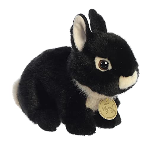 Aurora® Adorable Miyoni® Tots Netherland Dwarf Bunny Stuffed Animal - Lifelike Details Make a Cherished Companion - Perfect for Decorating Bedrooms or Classrooms - Black 7.5 Inches