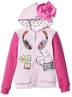 JoJo Siwa Girls Headphones 3D Bow Zip-up Hoodie Jacket, Light Pink/ Hot Pink, 5-6