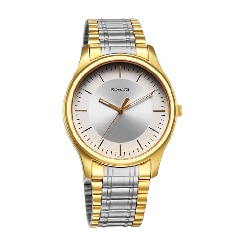 Sonata Traditional Essentials Quartz Analog Silver Dial Stainless Steel Strap Watch for Men-77082BM01 (B0CY5GJN1B) Amazon Price History, Amazon Price Tracker