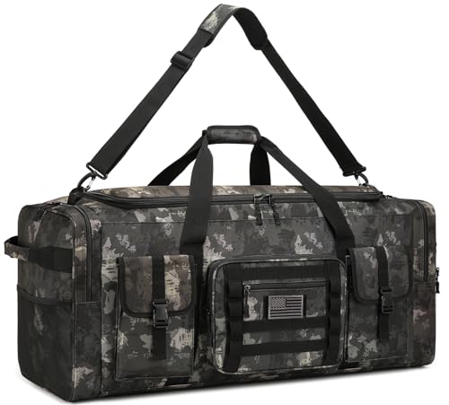 BISKLNDN 135L 37 Extra Large Duffle Bag for Men - Heavy Duty Duffle Bag for Travel with Adjustable Shoulder Strap Sports Gym Equipment Bag for Soccer/Baseball/Basketball/Hockey Black CM