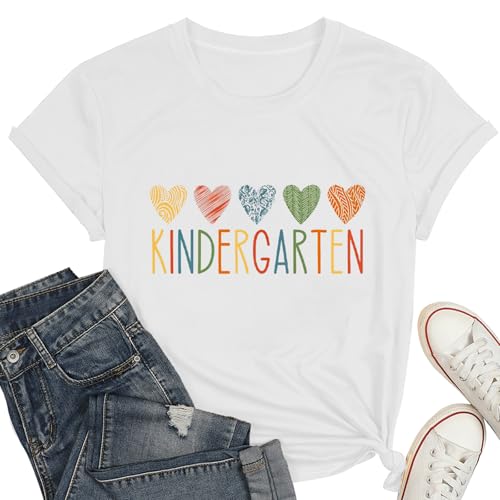 Leopard Print Apple Teacher Shirt for Women Inspirational Heart Tee Tops | Teacher Love Teach Inspire Short Sleeves, Blessed Kind Care Support Comfort Gift Casual Crew Neck Tops