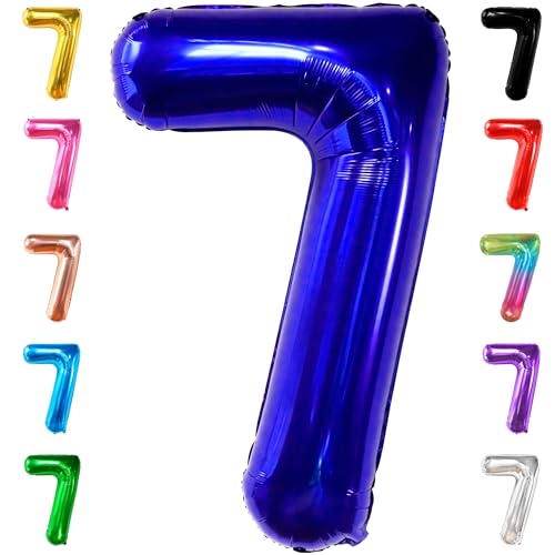 Image of KatchOn, Giant Dark Blue Number 7 Balloon - 40 Inch | 7th Birthday Balloon
