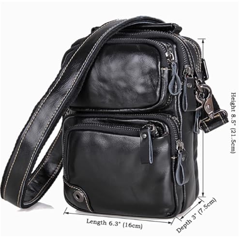 Leather Crossbody Bag with Strap, Waterproof, Men Women Messenger Backpack, Small, for Business Travel Work2