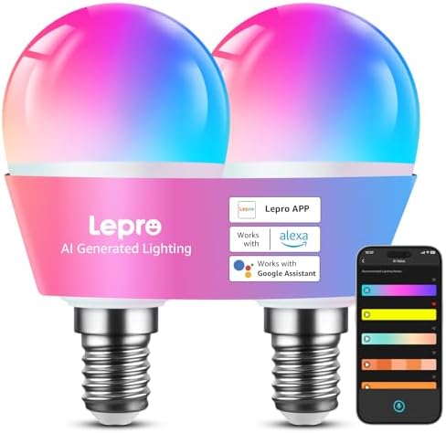 Lepro BP1 AI Bombilla LED E14, G45 Bombilla Inteligente Alexa 2Pc...