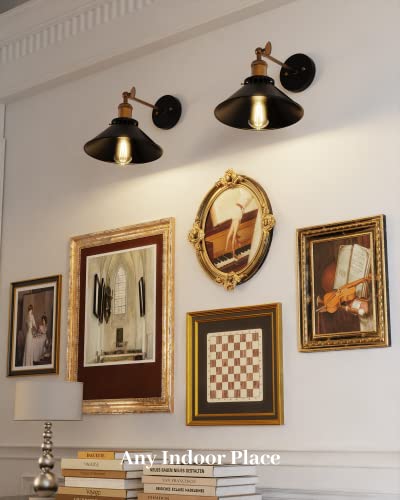 Jackyled Wall Sconces Set Of 2 Ul-Listed, Hardwired Bronze And Black Vintage Wall Light, 240 Degree Adjustable Swing Arm Wall Lamp For Bedroom Kitchen (Included E26 Bulbs) #TOP2